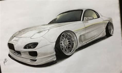 Rx-7 format A3 | Classic car decal, Car drawings, Car illustration