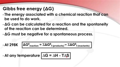 Gibbs’ Free Energy Function - Overall Science