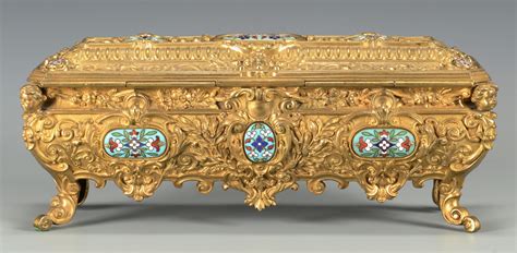 Lot 37: Rectangular Bronze Casket w/ Enamel | Case Auctions