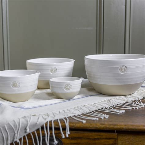 4-Piece Louisville Pottery Collection Nested Mixing Bowl Set in White - Stoneware & Co.