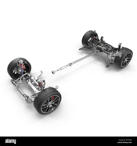 Car chassis without engine on white background. 3D illustration Stock ...