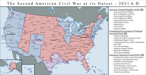 The Second American Civil War at its Outset (2021) : imaginarymaps