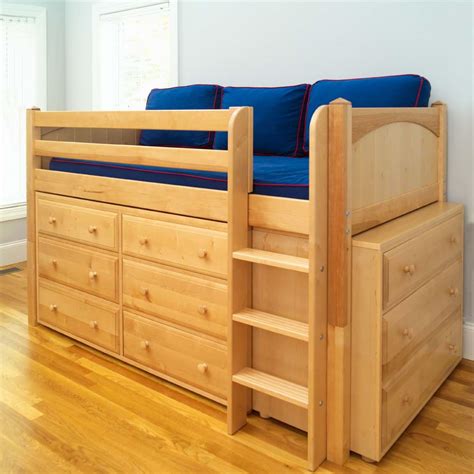 Maxtrix Kids Low Loft Bed with Two Dressers