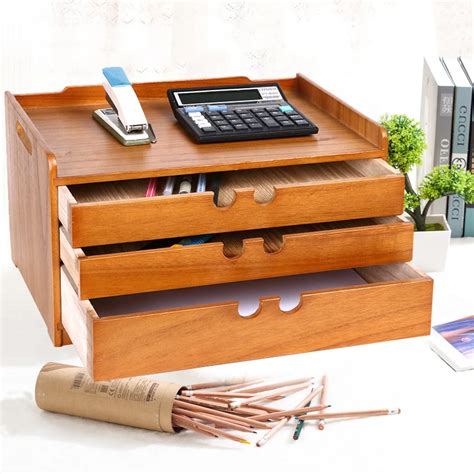 storage products Desktop storage box wooden office desk drawer cabinets ...