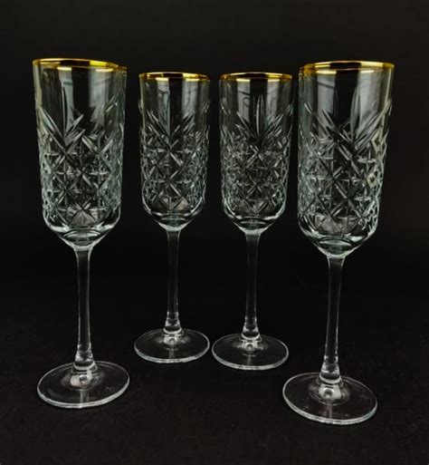 Gold Rimmed Champagne Coupe Glasses Champagne Flutes - Etsy