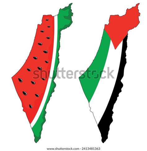 Palestine Map Watermelon Palestinian Map Flag Stock Vector (Royalty ...