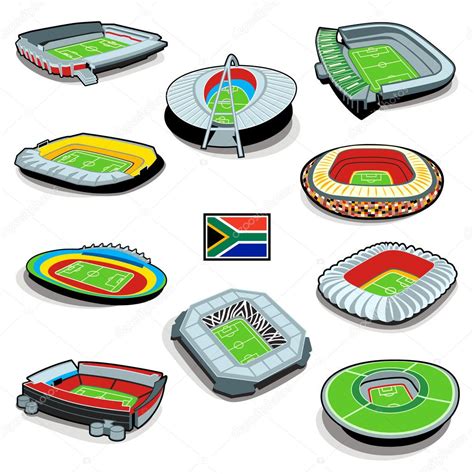 South african soccer stadiums — Stock Vector © sahuad #3111333