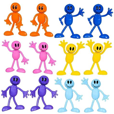 Bendable Smiley Figures Happy Faces 12 Pack Assorted Colors -Bendable Toys & Games, Action & Toy ...