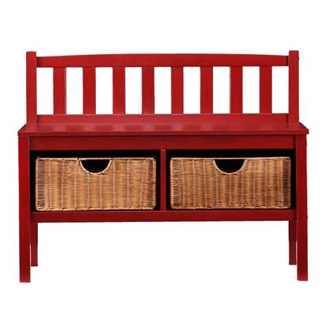 Southern Enterprises Hubert Red Storage Bench | Bench with storage, Wood storage bench, Storage ...