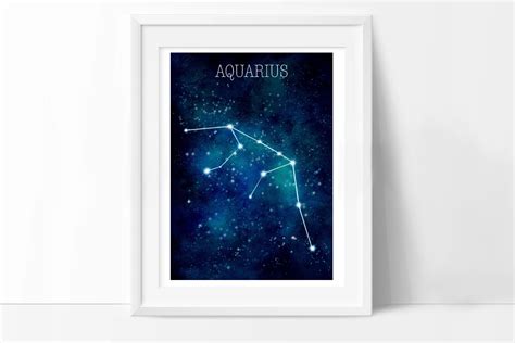 Zodiac Sign Aquarius, Aquarius Wall Art By ArtedeCatrin | TheHungryJPEG