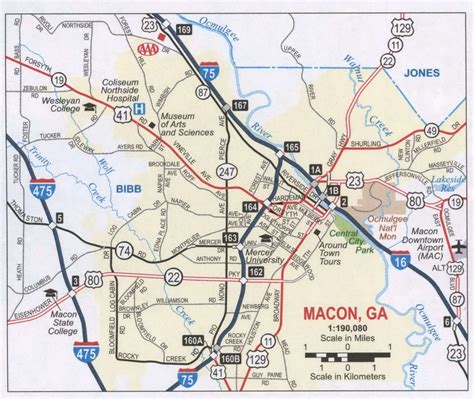 Macon GA road map, Free map highway Macon GA city surrounding area