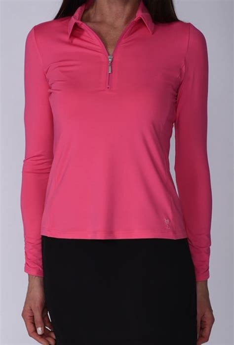 Hot Pink Golftini Ladies Long Sleeve Zip Tech Golf Polo Shirt! Find the ...