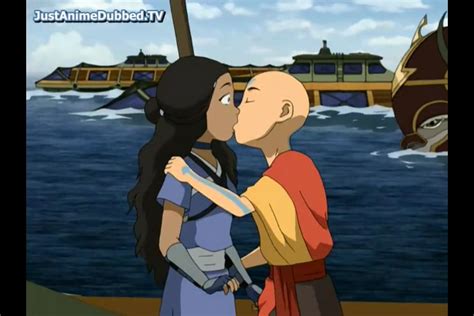 Aang and Katara Kiss - Iconic Moment from Avatar: The Last Airbender