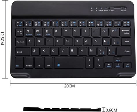 NNS Ecam-028 7 Inches Ultra-Slim Bluetooth Keyboard Portable Mini Wireless Keyboard Rechargeable ...