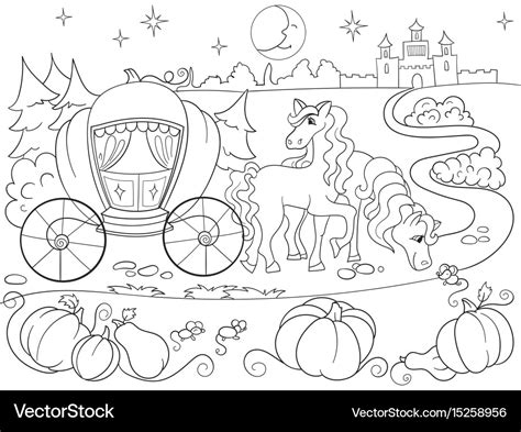 Cinderella fairy tale coloring book for children Vector Image