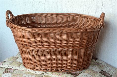 Large Laundry Basket Wicker Laundry Basket Large Oval | Etsy