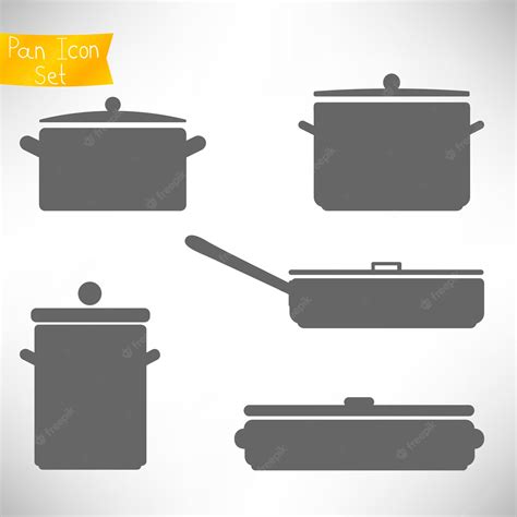 Premium Vector | Set of gray pans to cook different dishes. pans and ...