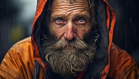 Premium AI Image | homeless person emotional editorial portrait photography