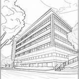 Coloring Page Black And White Line Drawing Of A Modern office building  sketch template