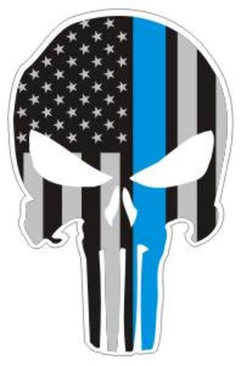 Punisher Thin Blue Line Police Decal / Sticker 202