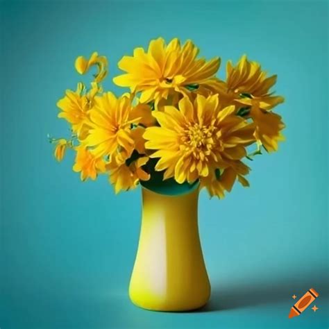 Bright yellow flowers in a vase on Craiyon