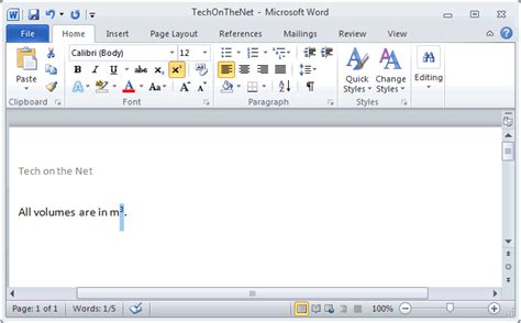 MS Word 2010: Create a superscript value