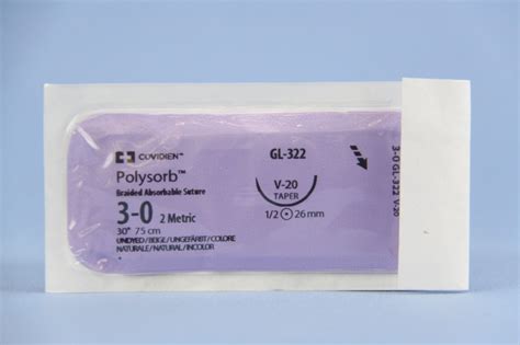 Covidien Suture, GL322, 3-0, Polysorb undyed 30" V-20 taper (GLS322 ...