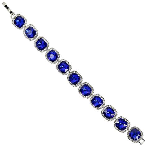 Faux Blue Sapphire and Faux Diamond Statement Bracelet at 1stDibs ...