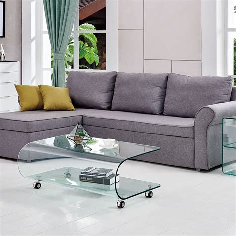 Curved Glass Center Table Living Room Furniture Modern Design For Coffee With Cas… | Modern ...
