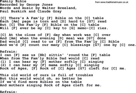 Family Bible by George Jones - Counrty song lyrics and chords | Song lyrics and chords, Lyrics ...