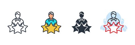 experience icon logo vector illustration. people with stars symbol template for graphic and web ...