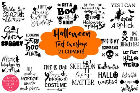 Halloween Text Overlays Clipart- Halloween Word Art Graphics are ...