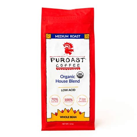 Puroast Organic Low Acid Whole Bean Coffee House Blend -- 12 oz - Vitacost