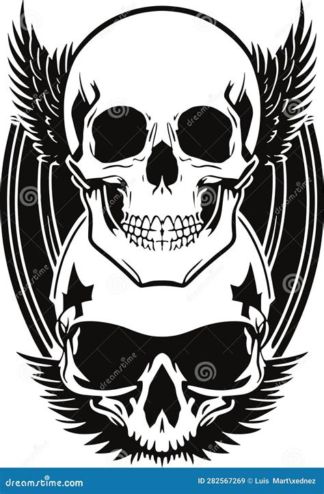 Great Wind Skull Emblem, Tattoo Vector Art Stock Vector - Illustration of engine, monochrome ...