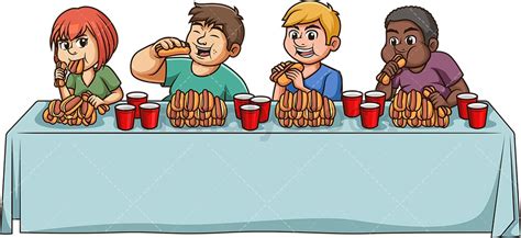 Hot Dog Eating Contest Cartoon Vector Clipart - FriendlyStock