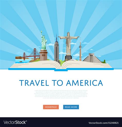 Travel to America poster with famous attractions Vector Image