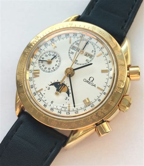 Omega Speedmaster Triple Date Moonphase Chronograph Solid Gold ...