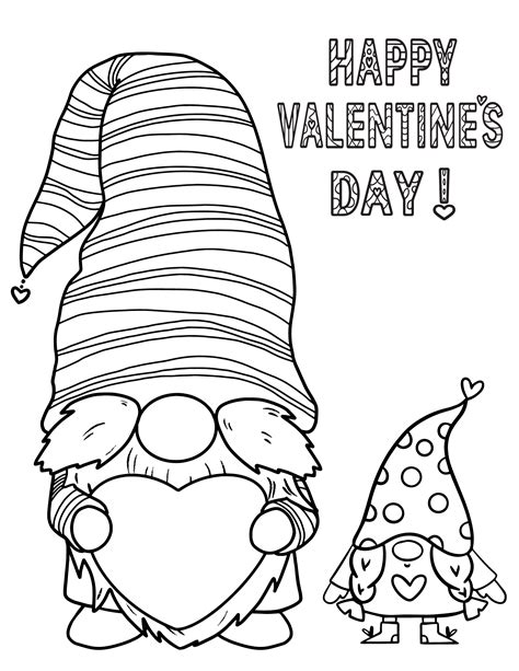 Cute Valentine Gnomes Coloring Pages | Valentine coloring pages ...