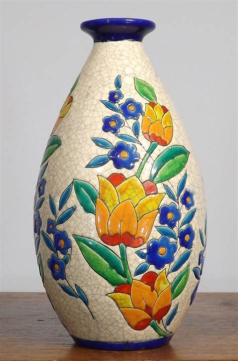 Art Deco Floral Vase by Boch Freres Keramis | Pottery form, Art deco floral, Floral vase