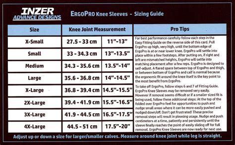 Inzer Sizing Chart