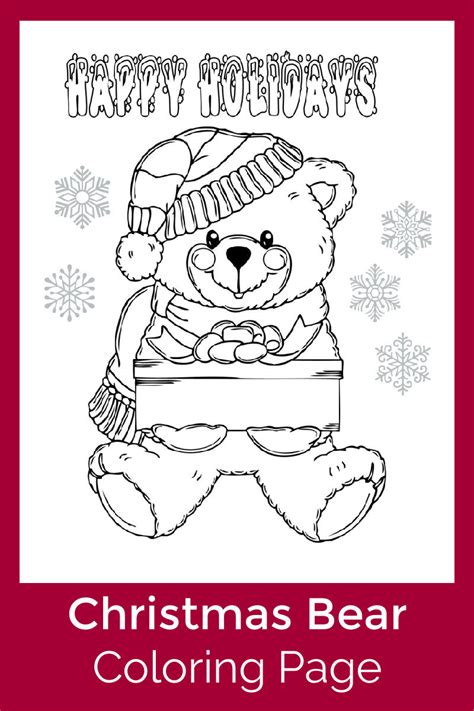 Christmas Bear Coloring Page for The Holidays - Mama Likes This