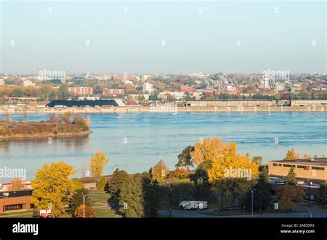 Longueuil, Quebec, Canada, october 2019 - View of Saint Laurent river ...