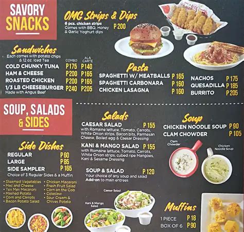 Menu at Kenny Rogers Roasters fast food, Manila, G/F