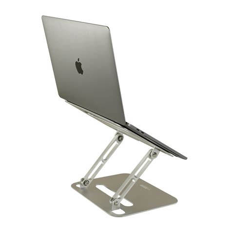 RISE adjustable height tilt laptop desk stand. Small portable ergonomic aluminum notebook ...