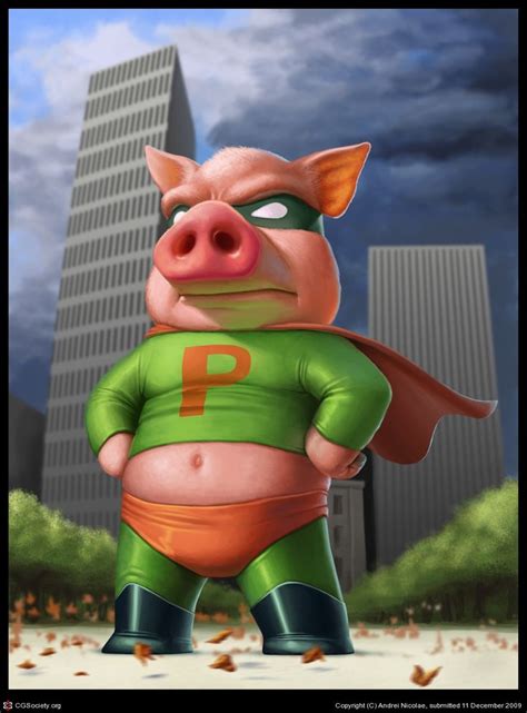 super pig by Andrei Nicolae | 2D | CGSociety | Pig cartoon, Pig illustration, Cartoon world