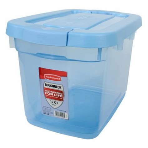 Rubbermaid Roughneck Clear Bali Blue 19-Quart Storage Tote with Lid, 1 ...