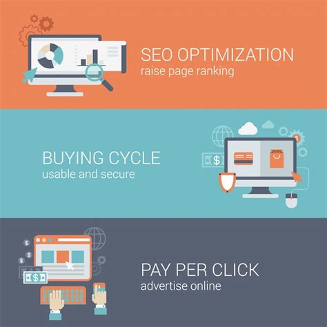 Free Vector | Flat style SEO website optimization buying cycle pay per ...
