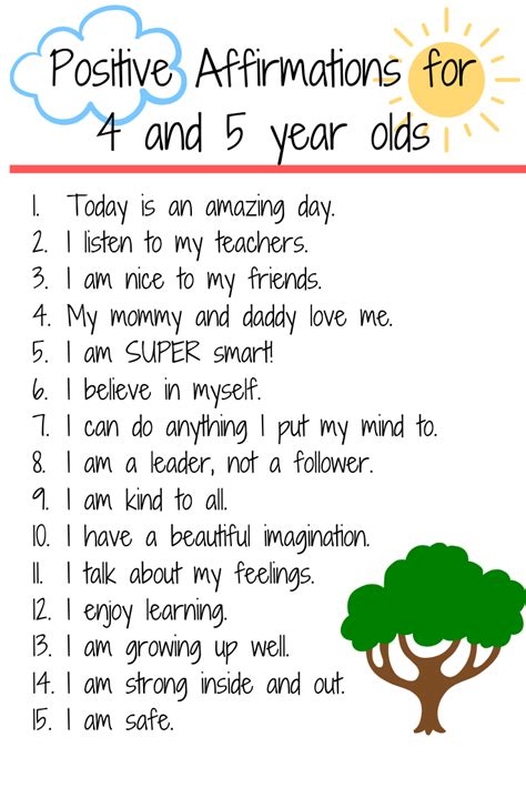 Printable Positive Affirmations For Students