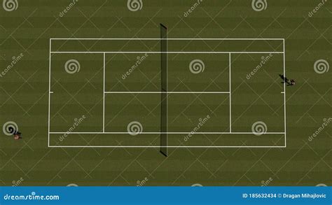 Top of the Grass Tennis Court with Players Stock Illustration ...