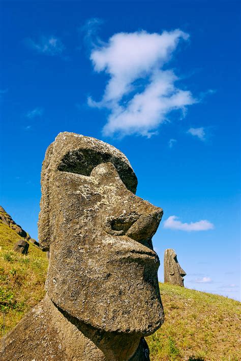 "South America, Chile, Rapa Nui, Easter Island, Giant Monolithic Stone Maoi Statues At Rano ...